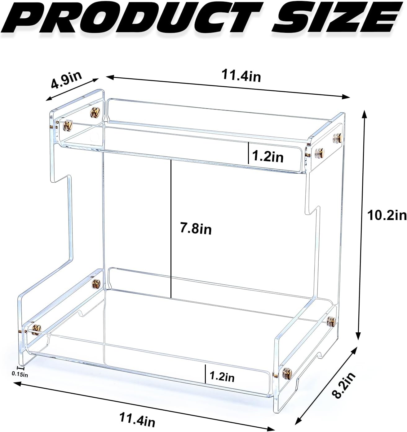 Clear Bathroom Countertop Organizers and Storage,2 Tier Acrylic Cosmetics Stand Vanity Storage Organizer,Large Capacity Corner Shelf for Bathroom,Dresser,Kitchen 11.4" L x 8.3" W x 10.2" H