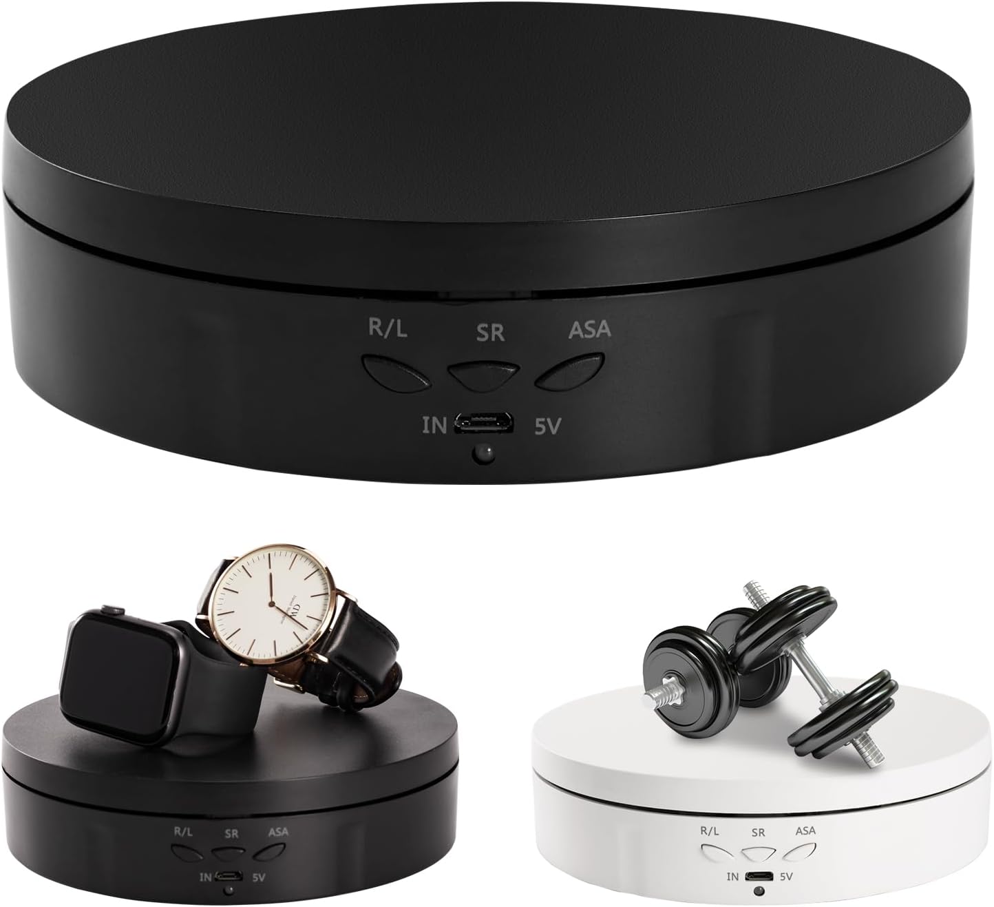 22 lbs Motorized Rotating Display Stand for Jewelry, 360 Degree, Automatic Mute Rotating Display Stand, Electronic Turntable with USB Charging Port for Display, Photography Products, Cupcakes, Toys