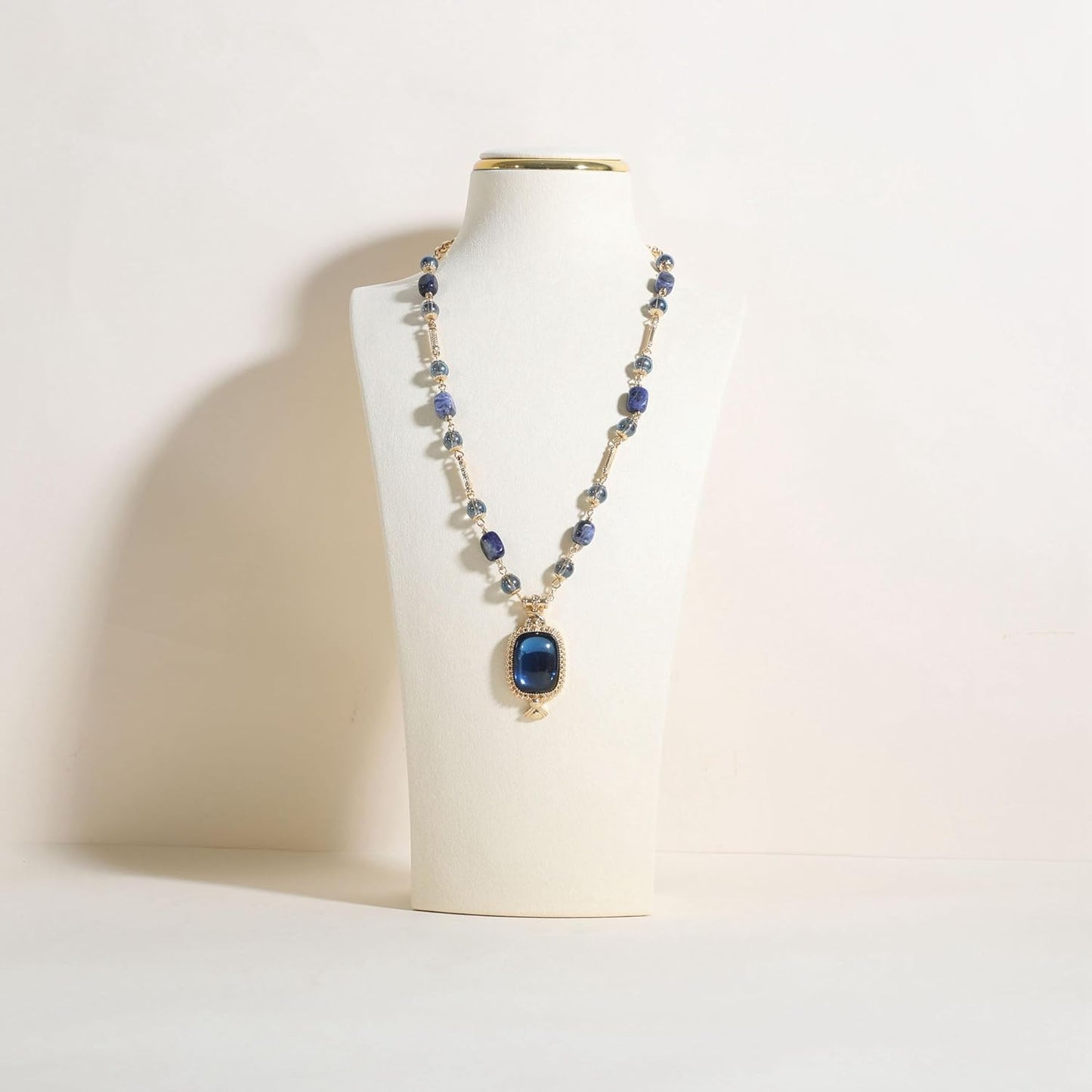 velvet necklace display stand, necklace display holder for selling, bust jewelry display, necklace mannequin display stand【Cream-Large】