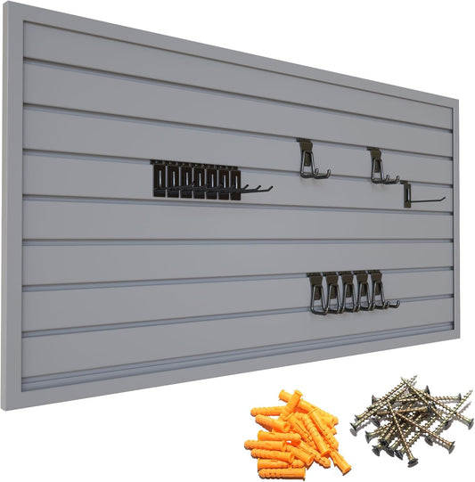 Yuzzy Slat Wall Paneling 2 x 4ft, Garage Slatwall Panel Wall Storage Systems, Heavy Duty PVC Garage Wall Organization (Gray)