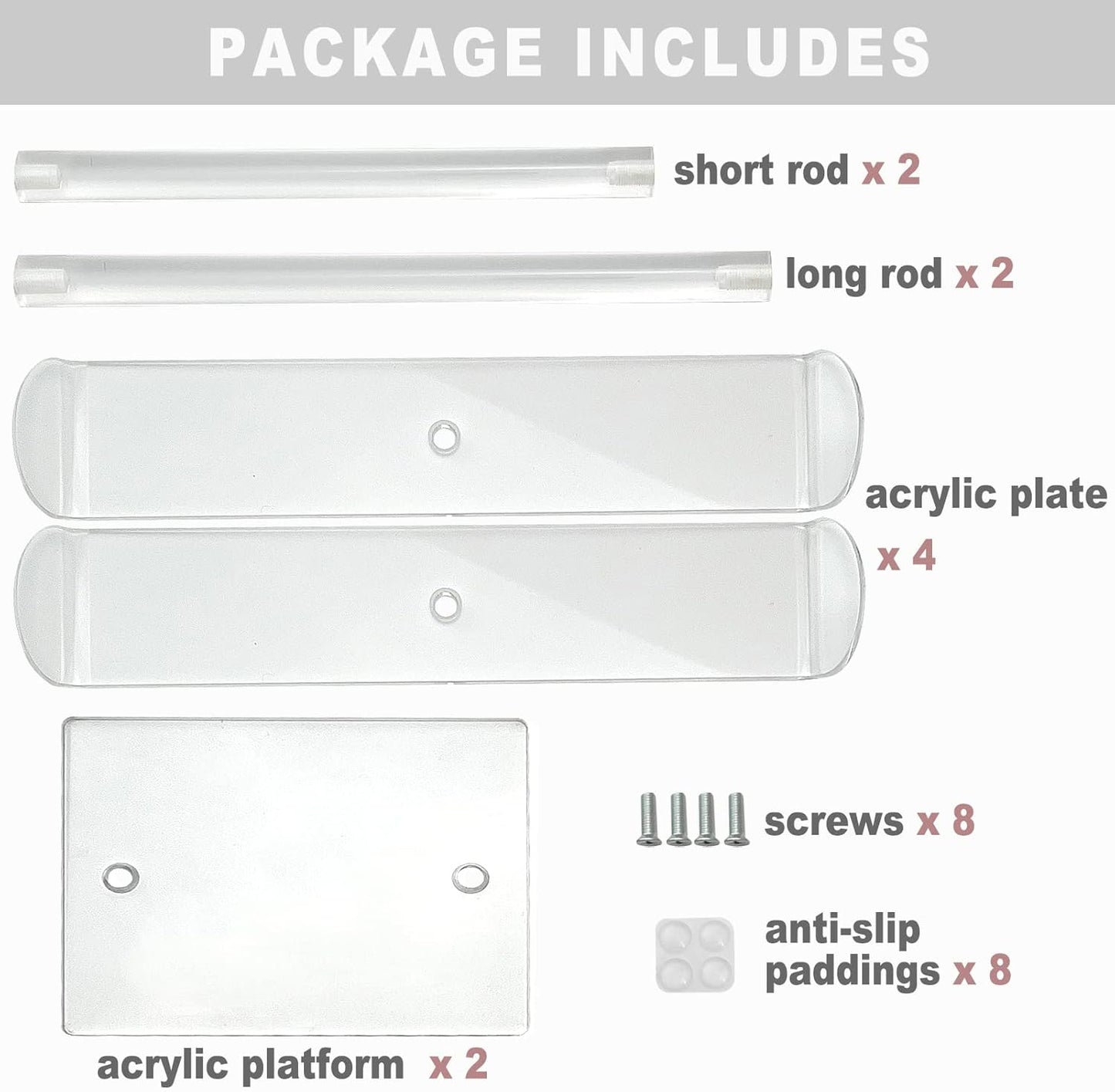 Bigfety Acrylic Headband Holder, 2 Pack Clear Headband Organizer Stand, Hair Accessories Storage (2-Tier & 2-Panel)