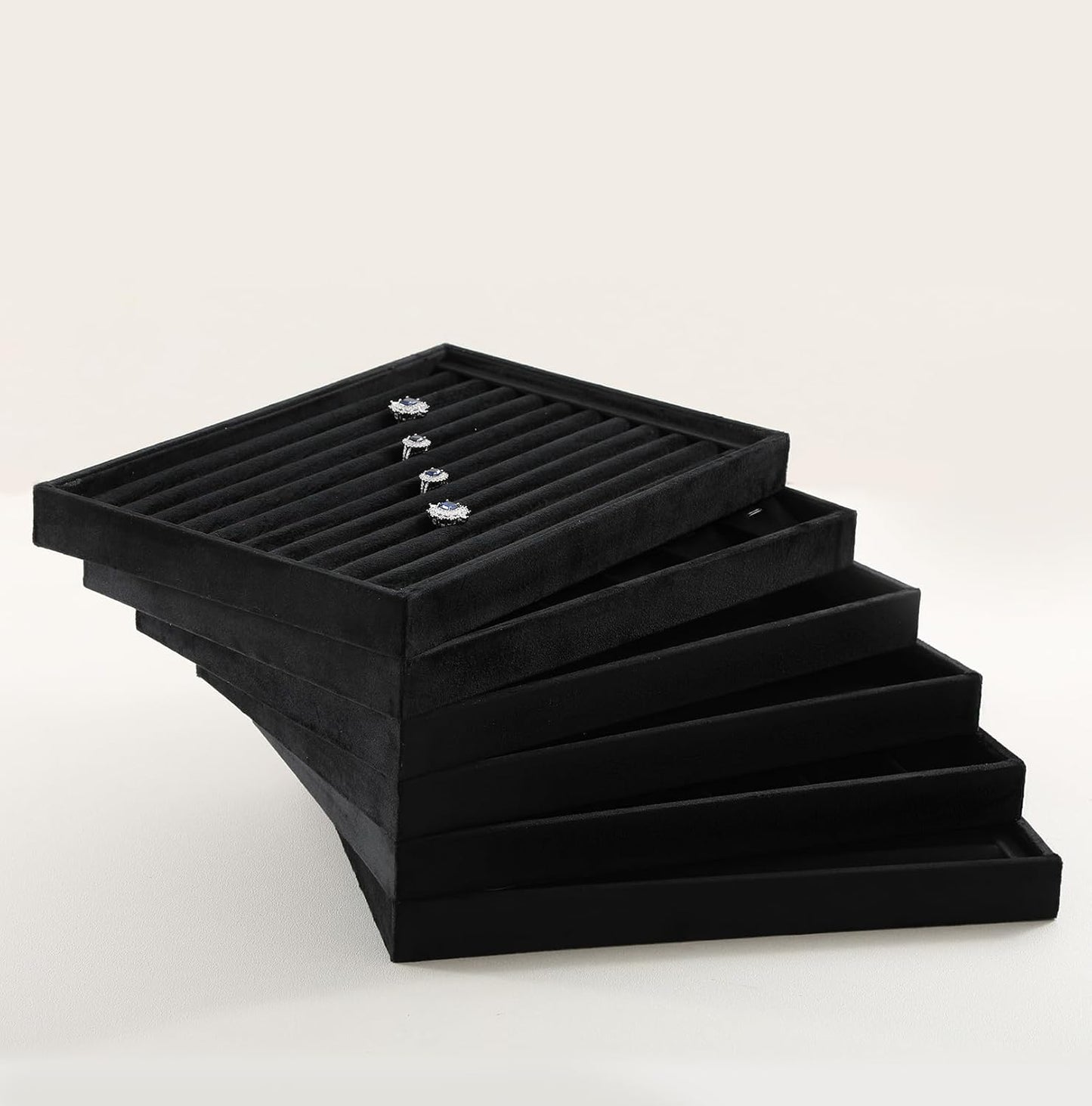 Valet Tray For Men, Velvet Jewelry Display,Premium Flat Catch All Trays,Luxury Mens Valet Tray,Black Jewelry Drawer Organizer