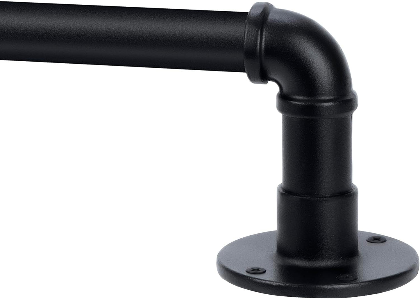 Industrial Curtain Rod Set with Brackets, 1 inch, 30-144" - Black Rustic Outdoor Hanging Curtain Rod for Windows 66 to 120