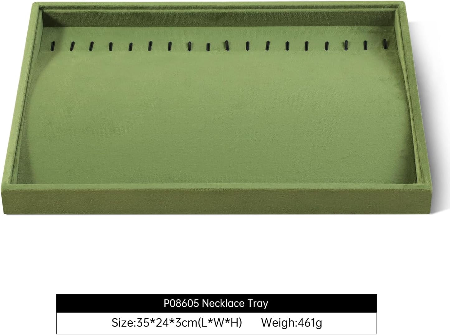Velvet Jewelry Display Tray For Bracelet Pendant Necklace, Multi-Slot Stackable Storage Tray For Long Chain Jewelries, Drawer Insert Jewelry Organizer (Olive Green)