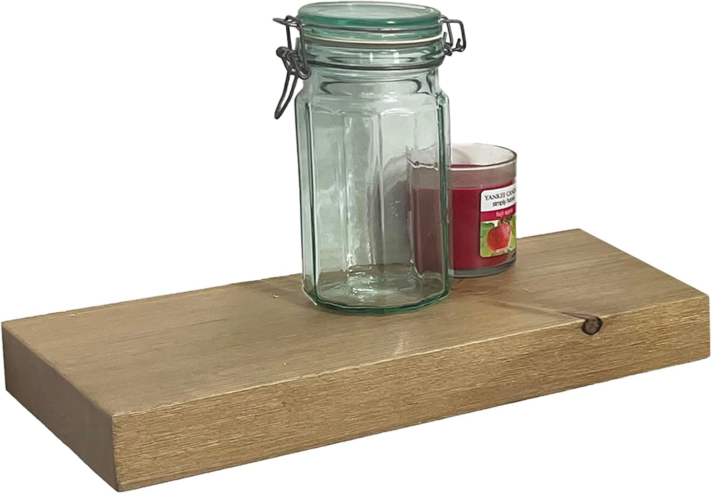 joelsantiques - 18 Inch Wooden Floating Shelves for Wall - 18x8x2 in - Made of Natural Wood - Short Heavy Duty Rustic Wall Shelves for Bedroom - Perfect for Living Room, Kitchen - Natural/Beige