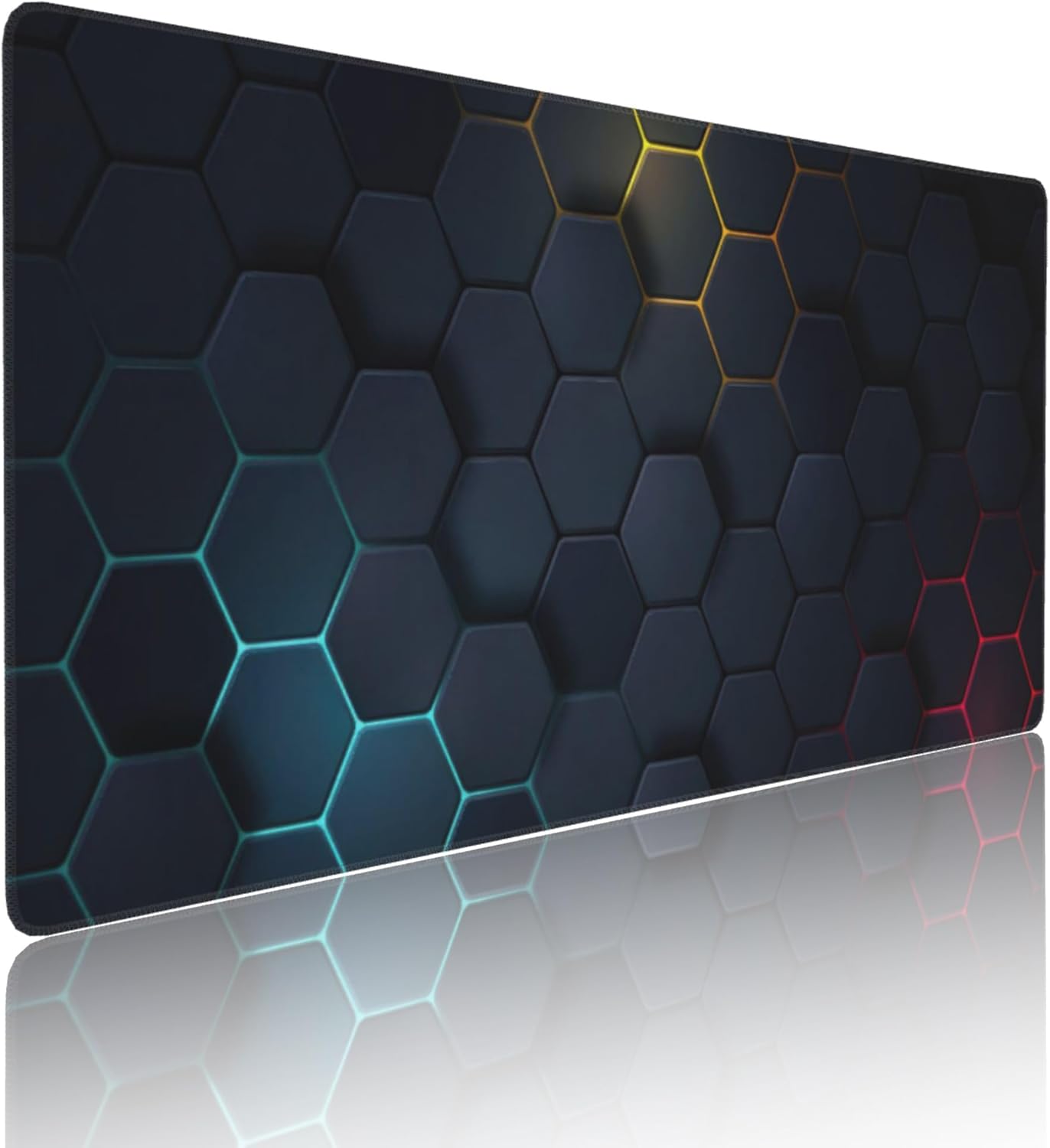 Cool Honeycomb Large Mouse Pad, Gaming Desk Mat, XXL Keyboard Desk Pad Mat for Desktop, 35.4"x15.7" Non-Slip Base Big Mousepad with Stitched Edges