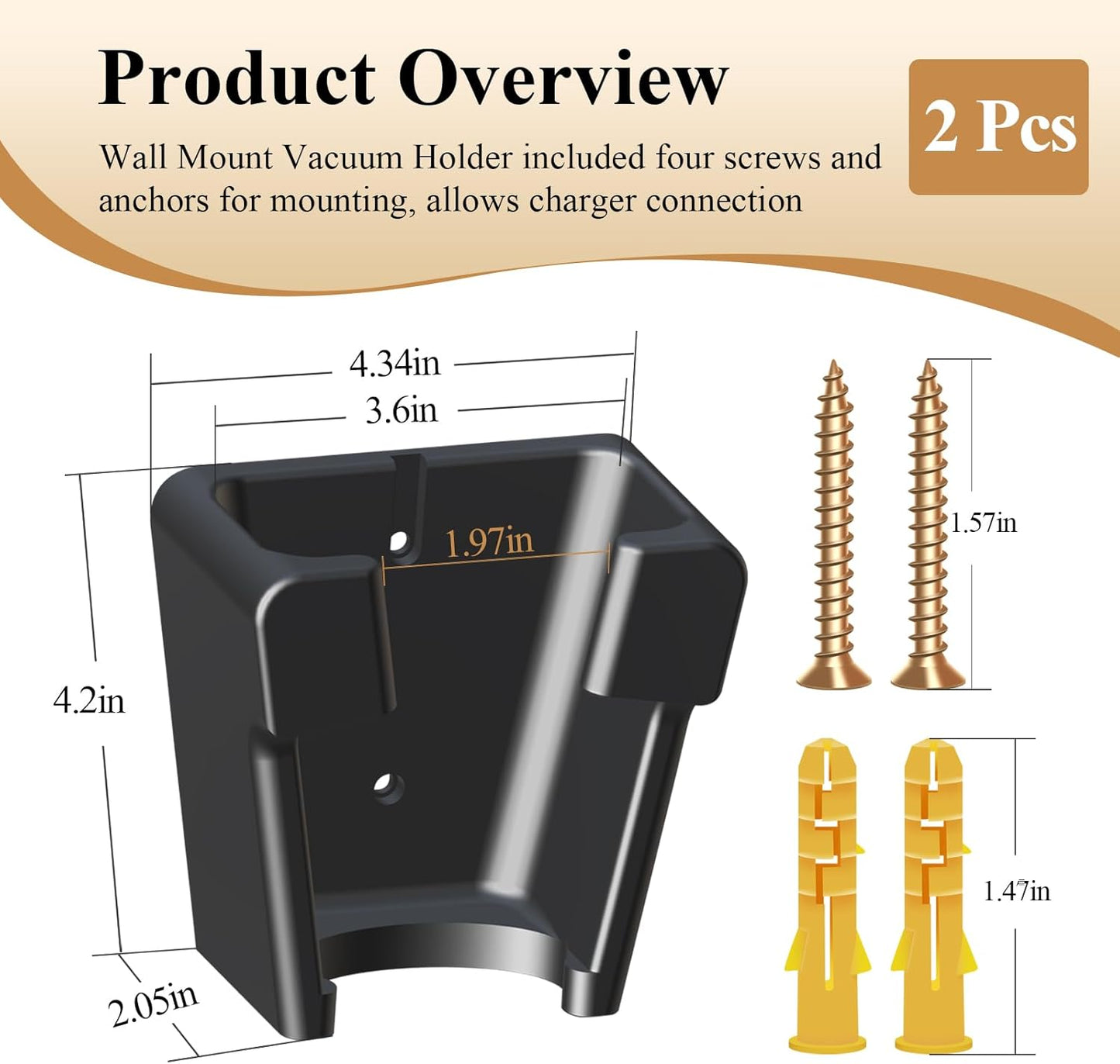 2 Pcs Wall Mount Vacuum Holder/Docking Station with Screws, Fit for Bissell Pet Hair Eraser Handheld Vacuum Models 2390, 2390A, 2284W, 23903 & Auto-Mate Charging Dock, Save Space & Reduce Clutter