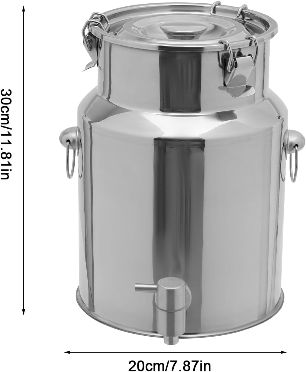 Milk Can Barrel Stainless Steel Beverage Drink Dispenser Large Capacity Storage Bucket Container with Faucet and Handles for Milk Coffee Wine Oil Rice Cereals Water (7.25L/1.915Gal)