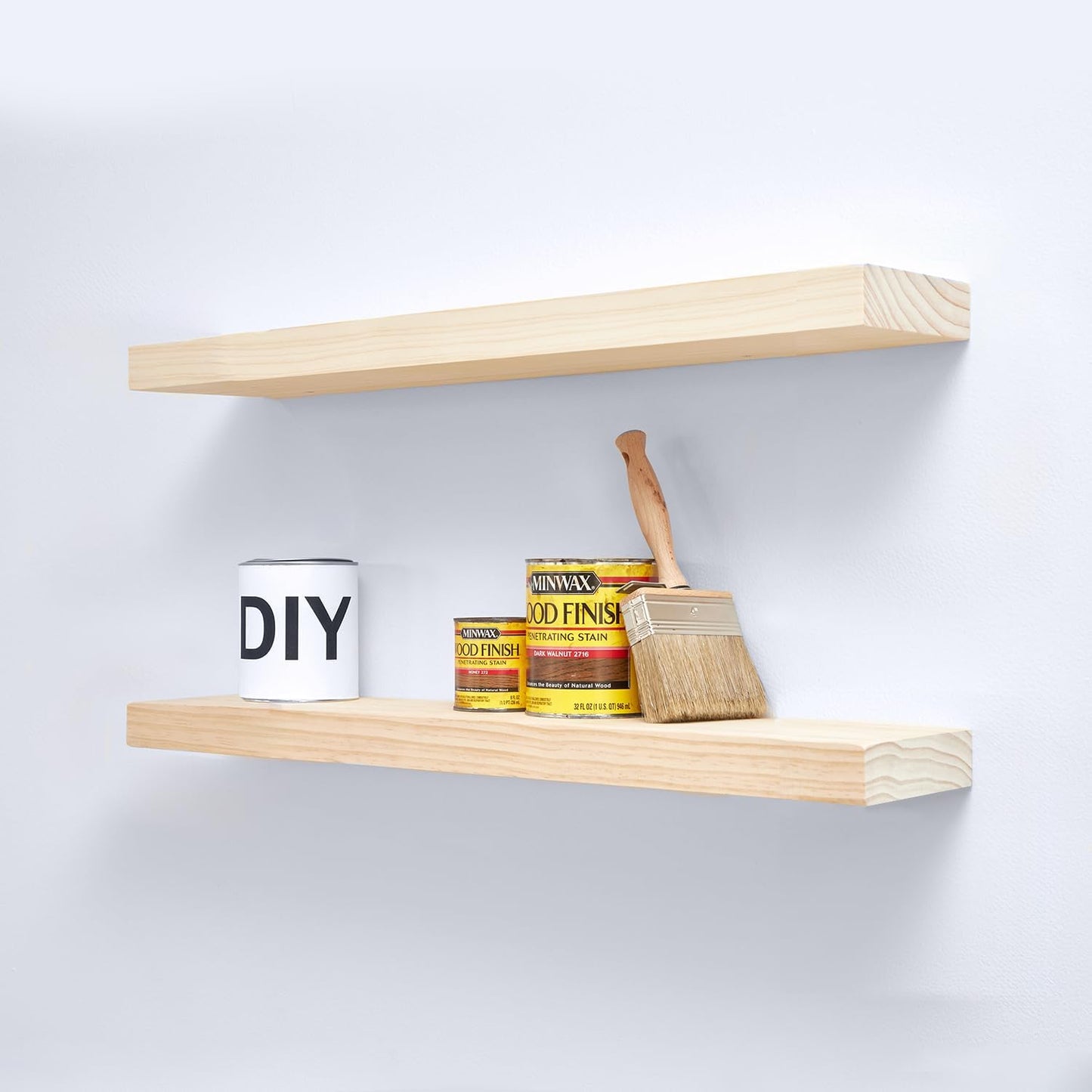 Homeforia 30 inch Wood Floating Shelves, High End Solid Natural Wood 30inch Floating Shelf for Wall, Unfinished Wooden 30 inches Floating Shelves, Heavy Duty Bracket, 30 X 6.5 X 1.75 in, Set of 3