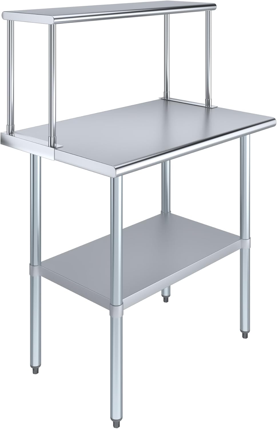 Stainless Steel Work Table with Wide Single Tier Overshelf | Metal Kitchen Prep Table & Shelving Combo (24" x 36" Work Table + 12" Overshelf)