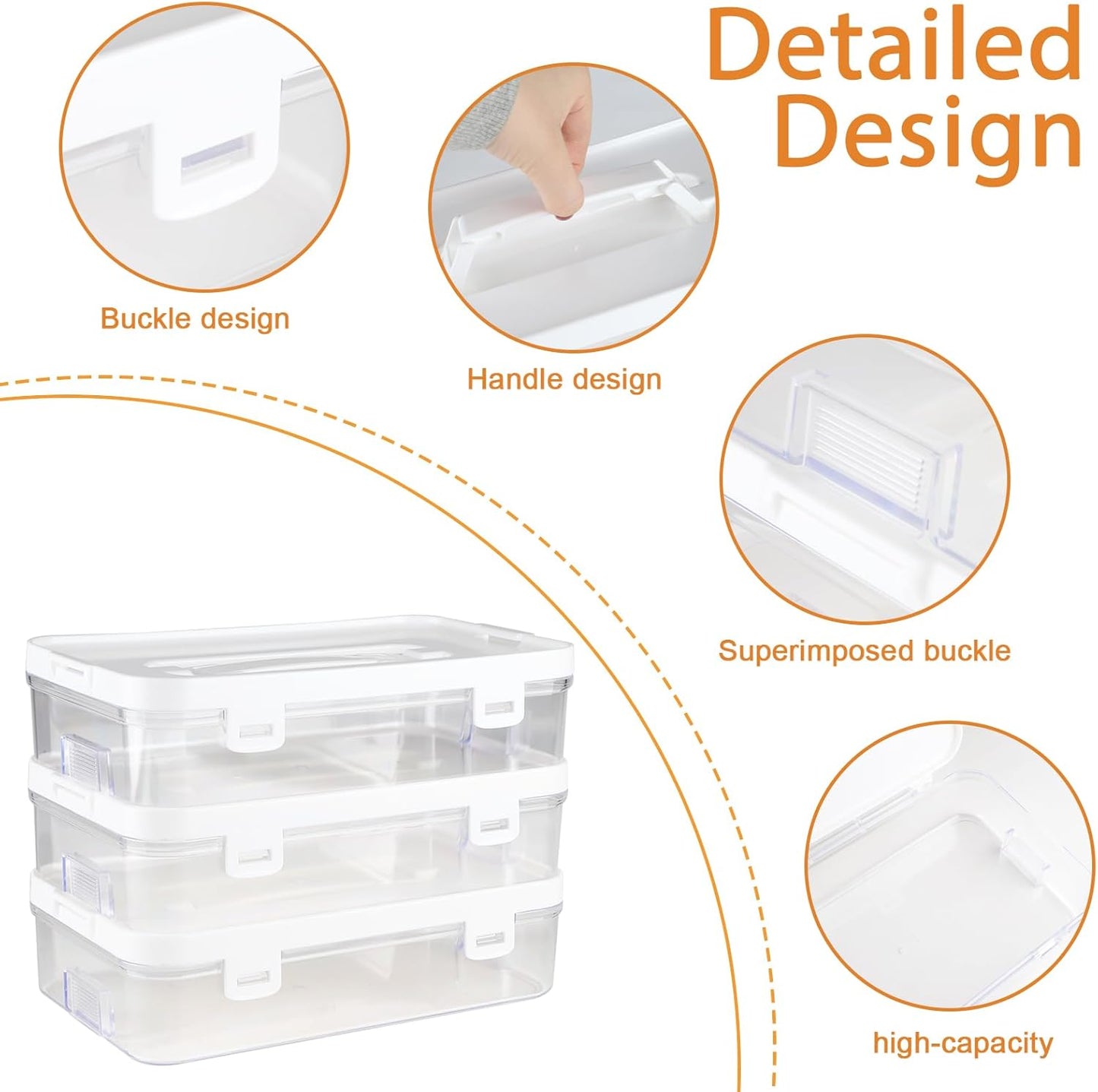 3 Pack of Cookie Cutter Storage, Handheld Transparent Cookie Cutter Organizer Storage with a Sticker and a Pen,Cover to Prevent Dust,Can be Used Alone or Hidden for Stacking