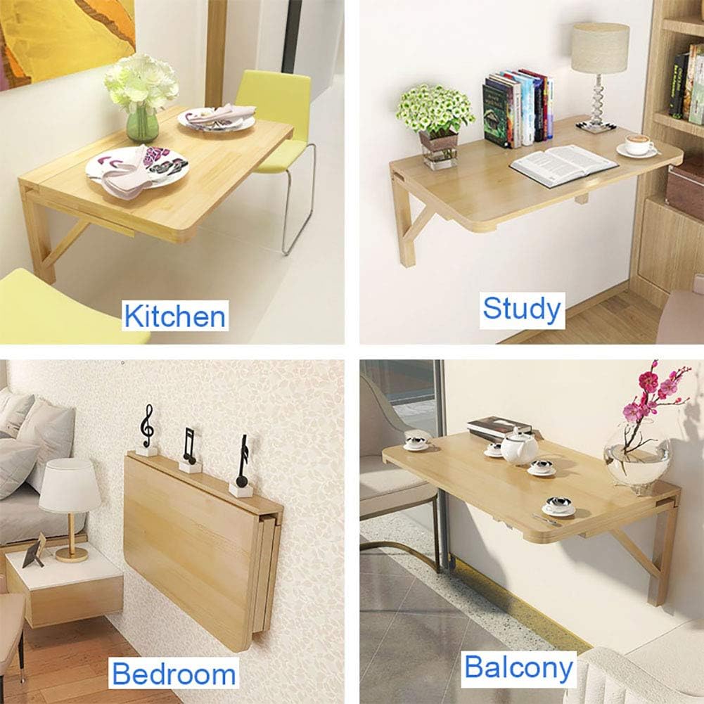 MM MELISEN Solid Wood Wall-Mounted Folding Table in Natural, 23.6" D x 15.7" W. A Space-Saving fold-Down Desk, Ideal for Laundry Rooms, Kitchens, Home Offices, or as a Kids' Study Desk
