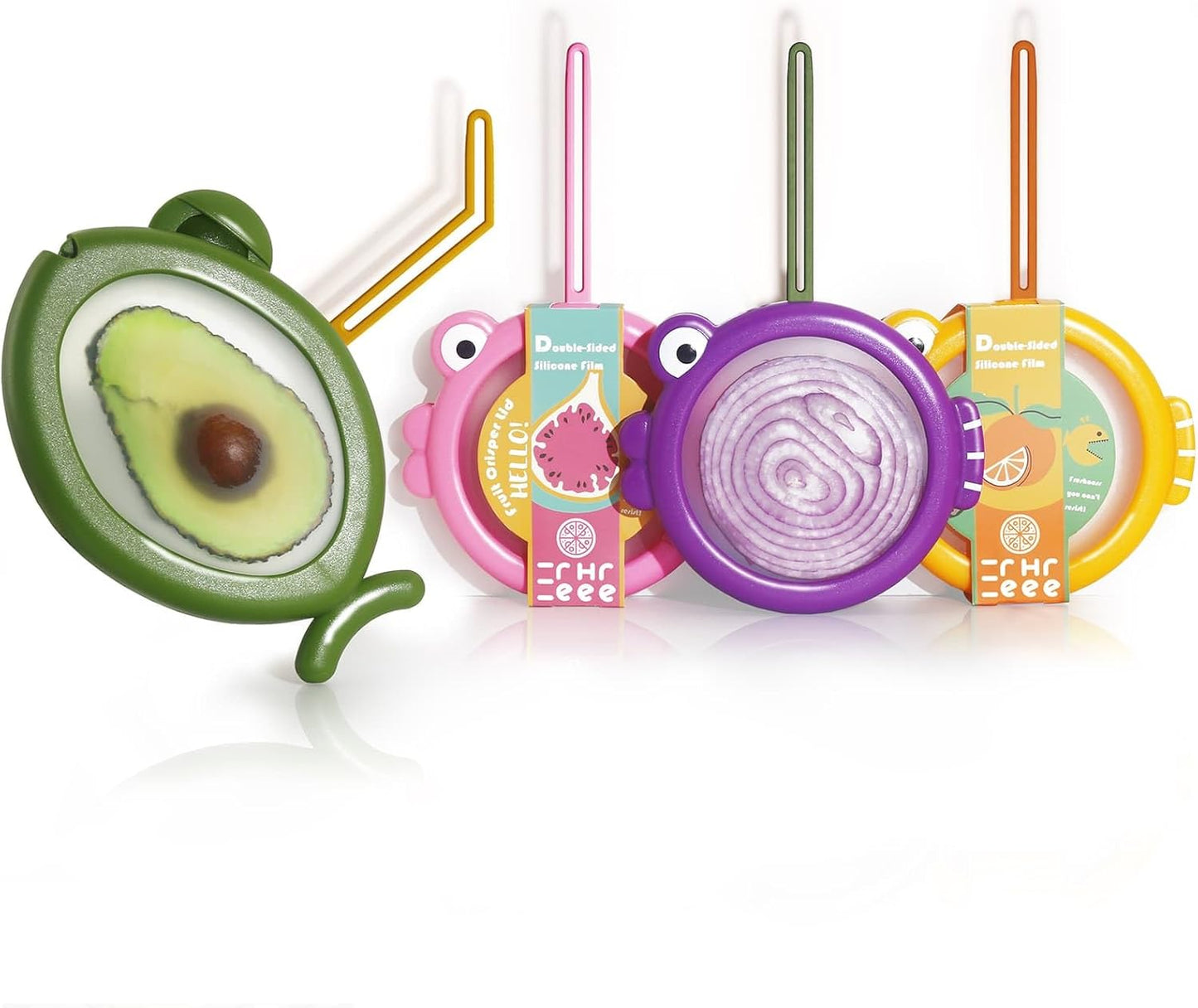 Avocado Saver, Onion Storage Container Set of 4, Reusable Fridge Bin for Garlic, Lemons, Potatoes, Food Fresh Keeper & Organizer