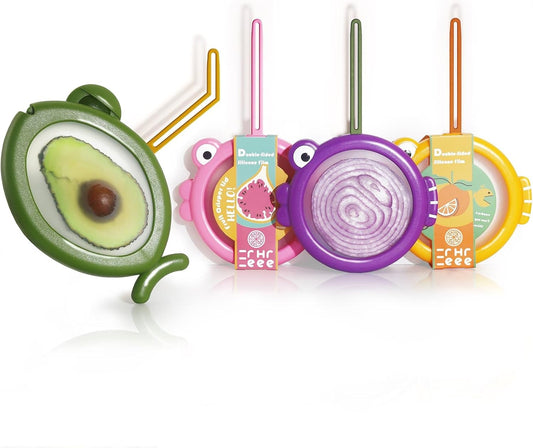 Avocado Saver, Onion Storage Container Set of 4, Reusable Fridge Bin for Garlic, Lemons, Potatoes, Food Fresh Keeper & Organizer