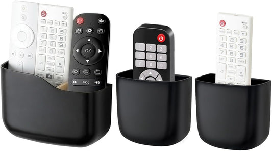 Remote Holder Wall Mount TV FAN Remote Control Holder Bedside Caddy Wall Organizer Phone Holder for Office Adhesive Media Player Controller Holder Box Tray Home Desk Nightstand Black 1 Big 2 Small