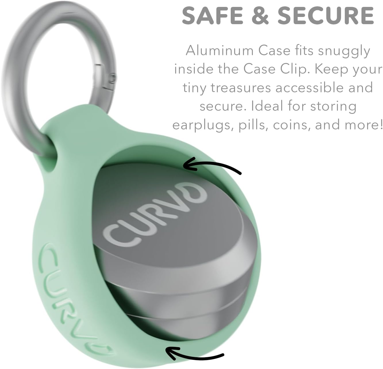 CURVD Premium Carrying Case – Durable Travel Keychain Container, Medicine Pill Organizer & Travel Pill Box, Small Waterproof Holder for Pills, Earplugs, Jewelry, Compatible with Loop, Vibes & Eargasm