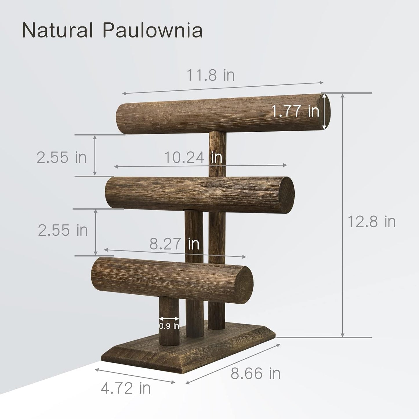 LadyRosian Wooden Bangle Display Holder Stand,3-Tier Wooden Rotating Jewelry Display Stand (Brown-3 layers)