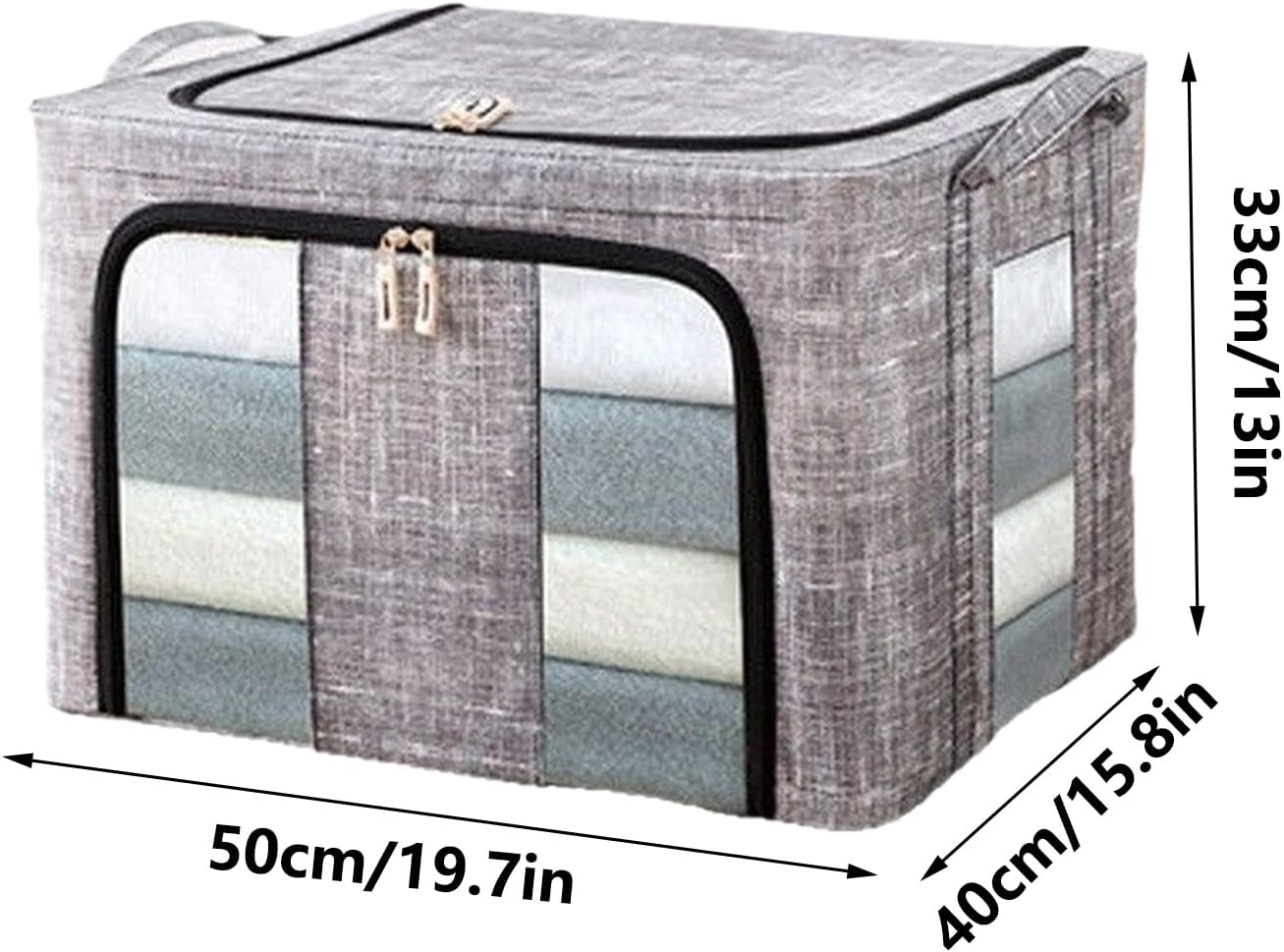 Clothes Organizer | with Clear Window Bag | Large Clothes Storage Bins with Lids - for Bedroom Home Apartment Closet Fabric Bed Sheets Comforter Toys Garment Organization