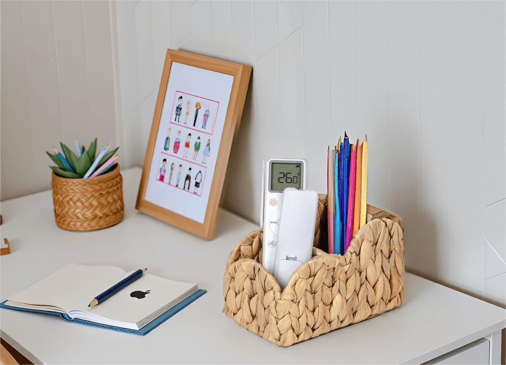 Scalloped TV Remote Control Holder Bedside Organizer, Office Desk Caddy Storage Organizer Accessories, Pen Pencil Cup, Makeup Brush Holder, Farmhouse Rustic Decor Organizer Holder, Natural