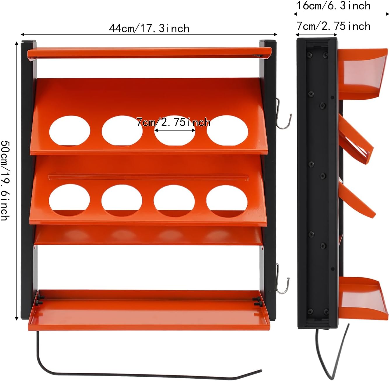 Spray Can Holder, Spray Paint Can Holder Wall Mount, Paint Can Storage Rack for Shop and Garage, Heavy Duty Painting Bottle Organizer, 8 Holes & 2 Shelf, Orange