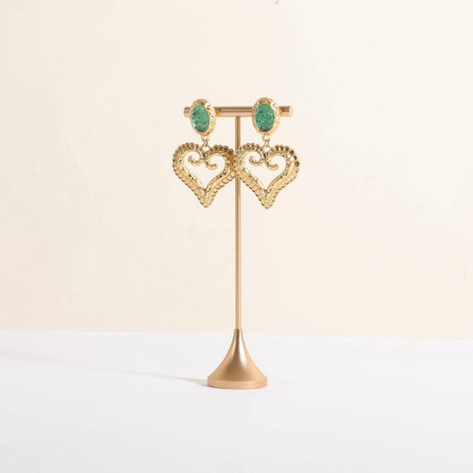 GemeShou Single Gold Earring T bar Stand, Metal earring display holder for show, Small jewelry studs hanger for Online store Photo Shoot【Gold-Cone Base Height 5.8"】