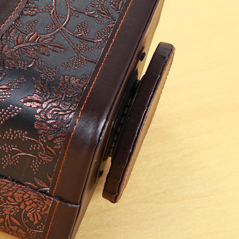PU Leather Remote Control Organizer with 360° Spinning Design,Desk Organizer for TV Remote,Phone,Pen,Glasse,Mail,Tablet,Calculator,Controller-Home & Office Storage Caddy (Antique Brown) ﻿