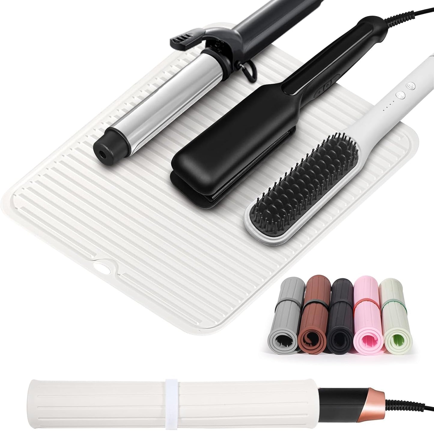 Quccefods Heat Resistant Mat Large Silicone Hot Hair Tools Mat for Curling Irons Flat Iron Hair Straightener Vanity Mat Portable Hair Styling Tools Hot Pad 14.2"*11"