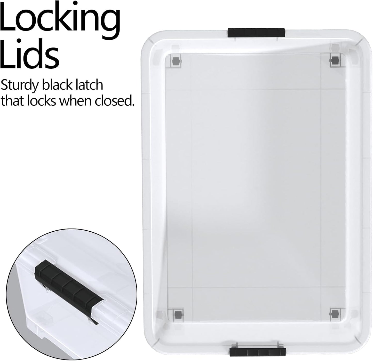 50 Quart Large Under Bed Storage Box, Clear Plastic Under Bed Storage Bin with Wheel, Set of 3