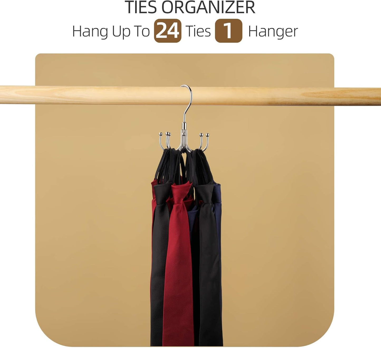 ZEDODIER Belt Hanger, 4 Pack Rotatable Belt Rack Closet Accessories Organizer, Maximum 24 Storage Capacity, Hanging Holder Storage Hook for Belt, Bra, Tank Top, Tie, Scarf, Purse, Silver
