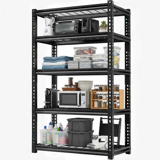 Storage Shelving Unit Height Heavy Duty Garage Shelves Metal Utility Rack for Kitchen Pantry Basement Pantry Warehouse Laundry Black 72" H x 36" W x 16.1" D