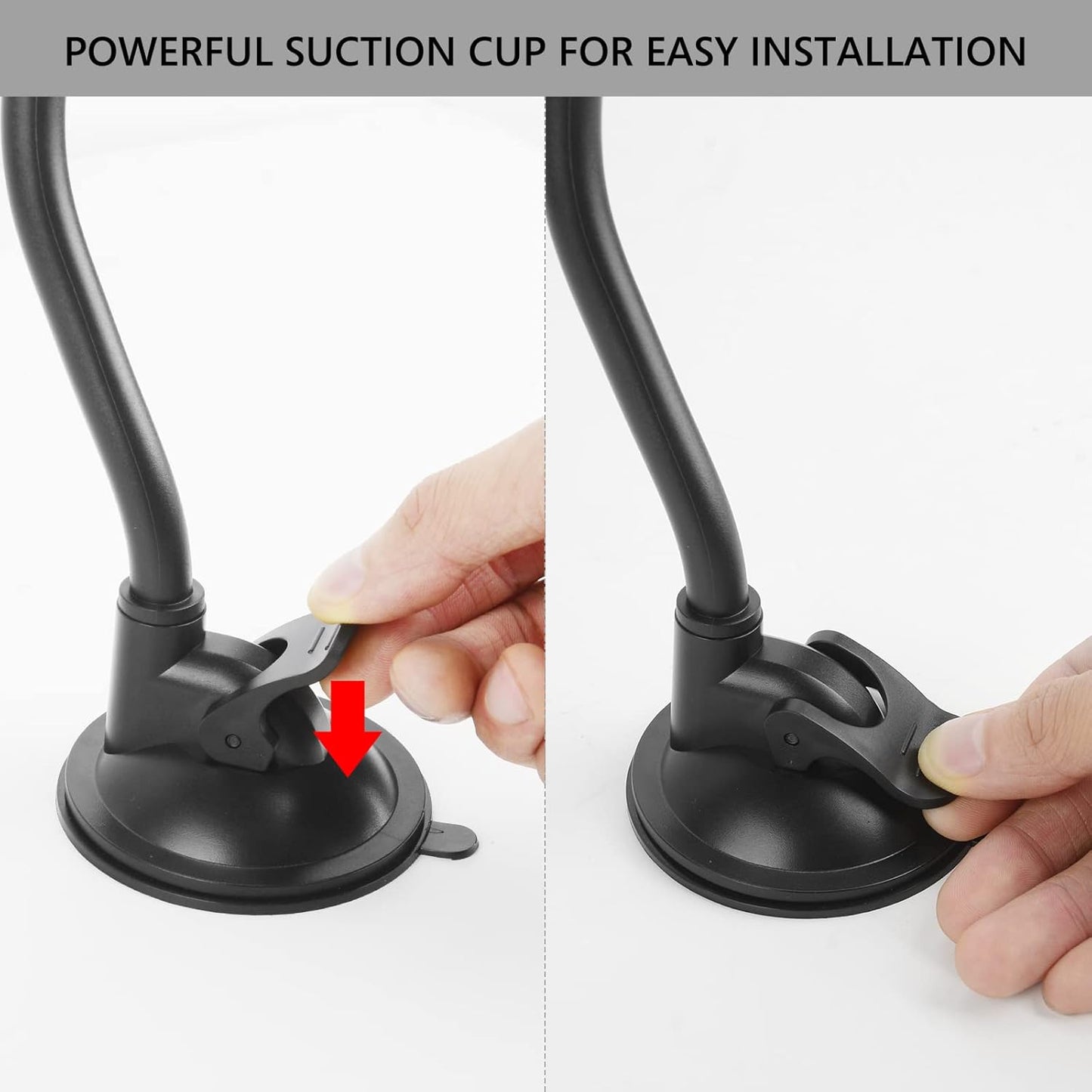 LUEXBOX Adjustable Hair Dryer Holder Stand, 360 Degree Rotation Blow Dryer Bracket with Positionable Arm and Suction Cup, Hands Free Hair Dryer Holder for Mirror and Ceramic Tile (Black 2Pack)