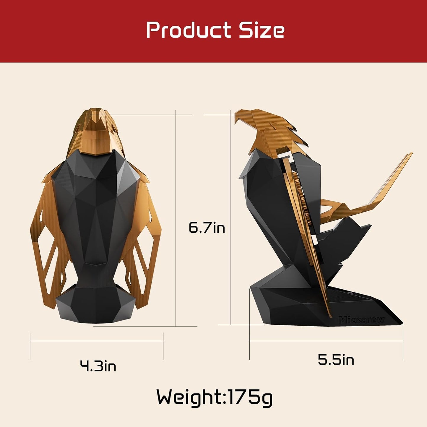 Controller Holder for Xbox/PS/Switch – Celebrity Black & Gold Eagle Stand, Auto-Spreading Wings, Dual Placement, Scratch-Free Curved Tail Design
