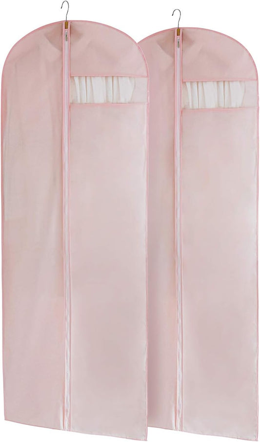Pink Dress Bags for Gowns Long, 65'' Long Dress Clear Garment Bag(Set of 2, 23.3'' X 65'')