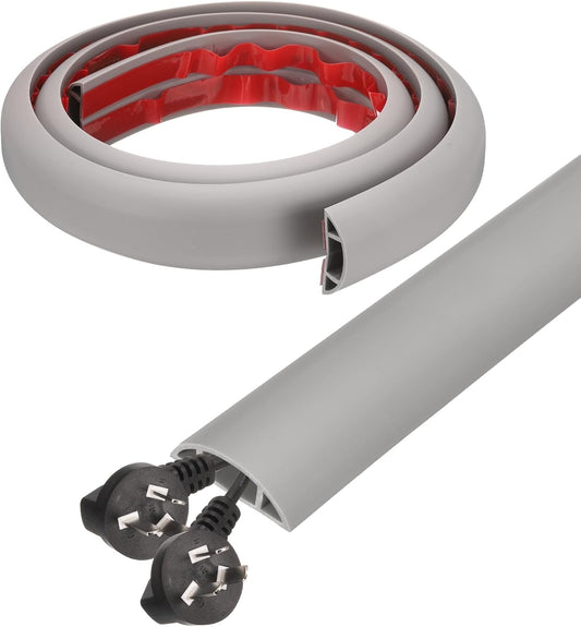 HARFINGTON 4ft Cord Cover Floor W0.6 x H0.33 Inner Channel PVC Hide Extension Cable Floor Wire Hider Wire Covers Protector for Prevent Cable Trips Cables Management, Grey
