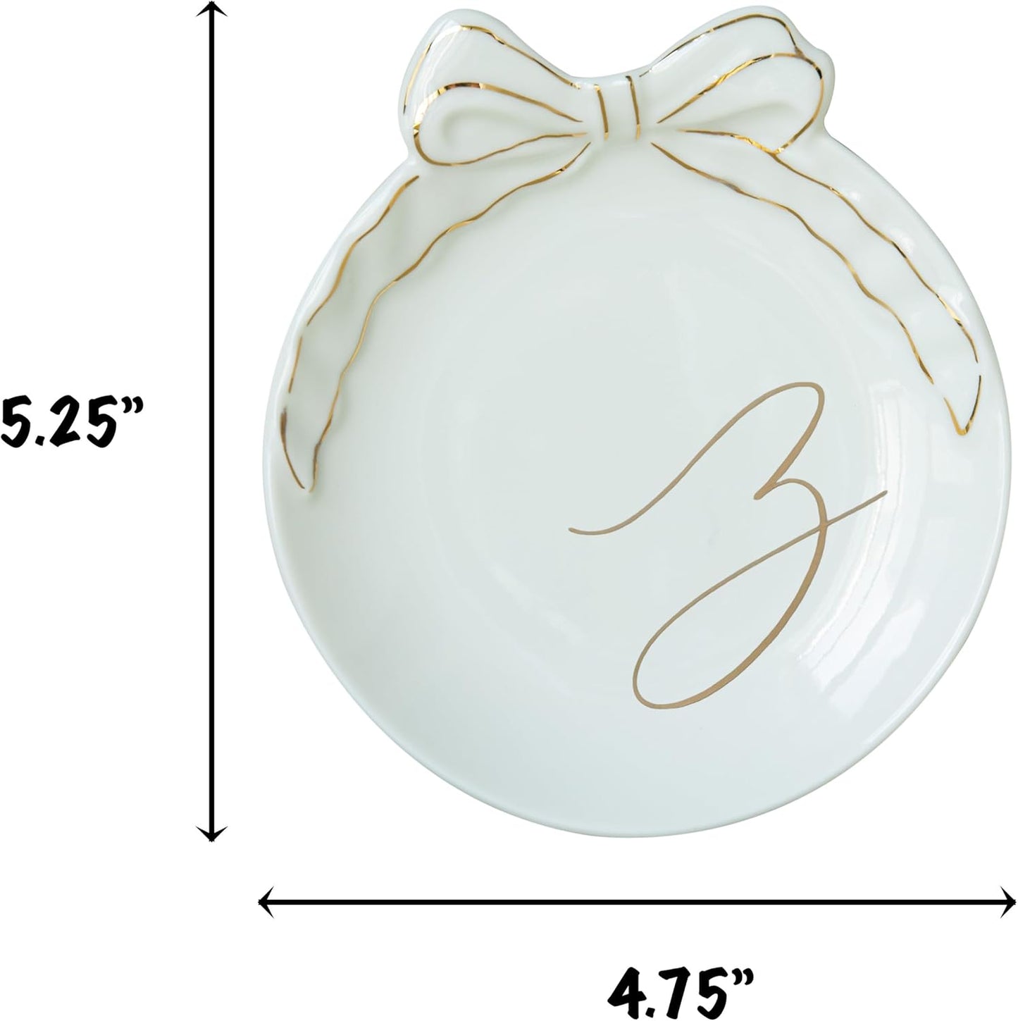 COLLECTIVE HOME - Personalized Initial Ceramic Jewelry Tray with Bow, Christmas Gift Ideas for Women, Small Gift for Girlfriend Wife, Ring Holder, Earrings Dish, Birthday Gift for Her (Z)