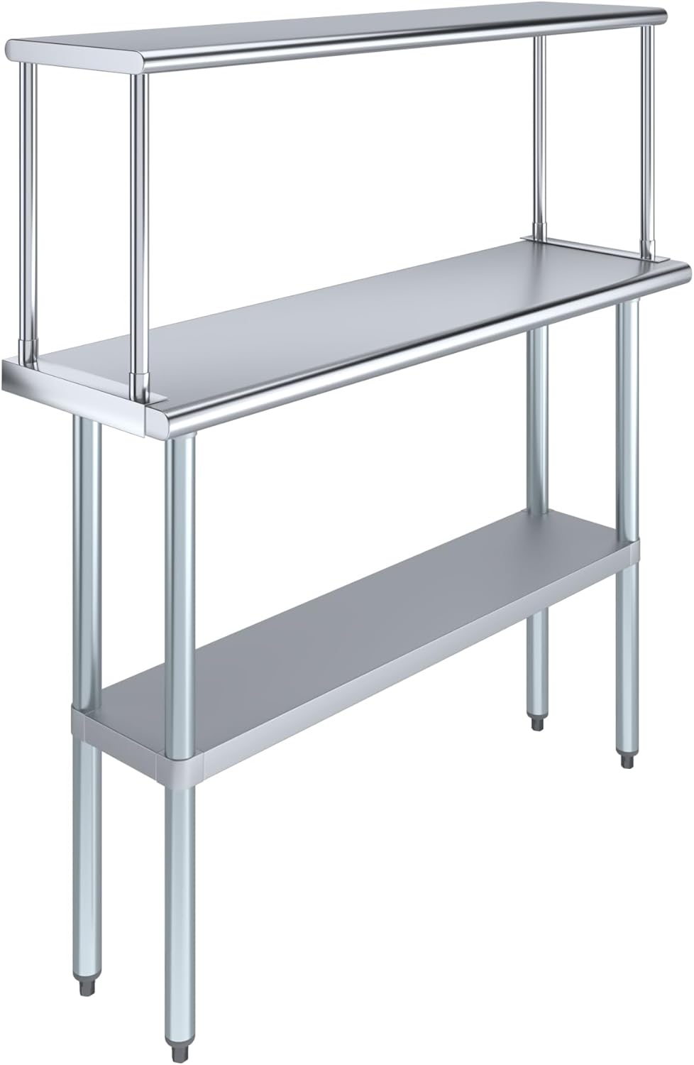 Stainless Steel Work Table with Wide Single Tier Overshelf | Metal Kitchen Prep Table & Shelving Combo (14" x 48" Work Table + 12" Overshelf)