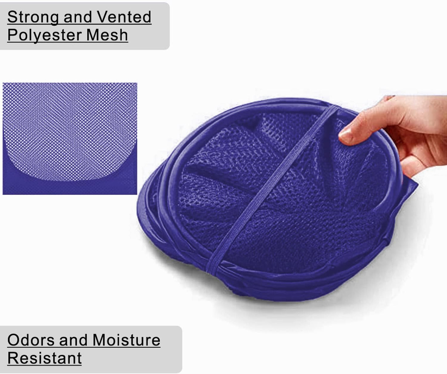 BATTOO Deluxe Strong Mesh Pop up Laundry Hamper Basket with Side Pocket Foldable Hamper for Laundry Room, Bathroom, Kids Room, College Dorm or Travel Royal Blue