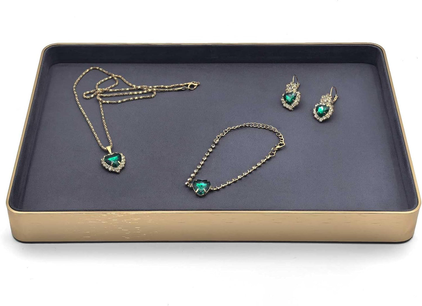 Metal Jewelry Tray, Valet Tray, Bedside Table and Desktop Organizer. It is Stackable and can be Used to Display Watches, Rings, Earrings and Bracelets（Blue）