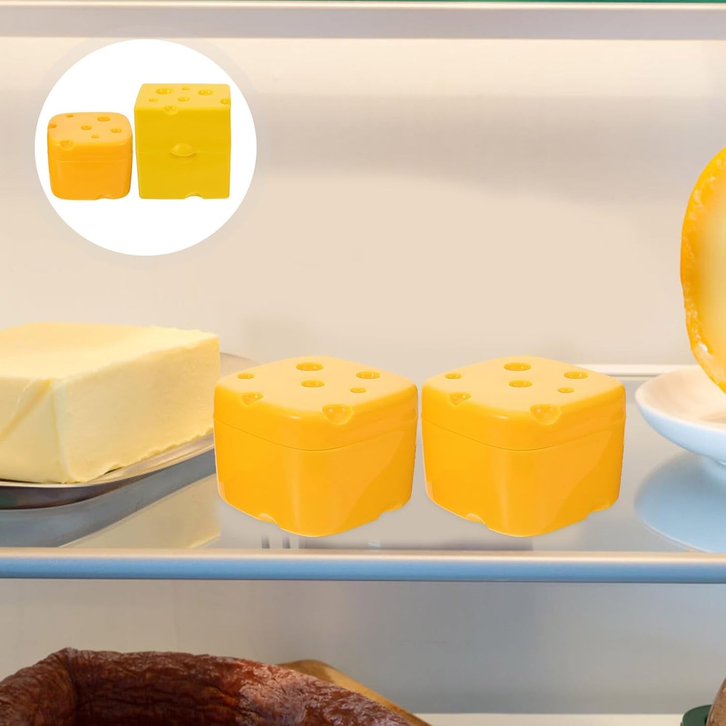 2pcs Slice Cheese Storage Containers with Sealing Lid for Refrigerator Practical Abs Butter and Cheese Keeper Boxes Kitchen Food Storage Bins for Freshness Preservation