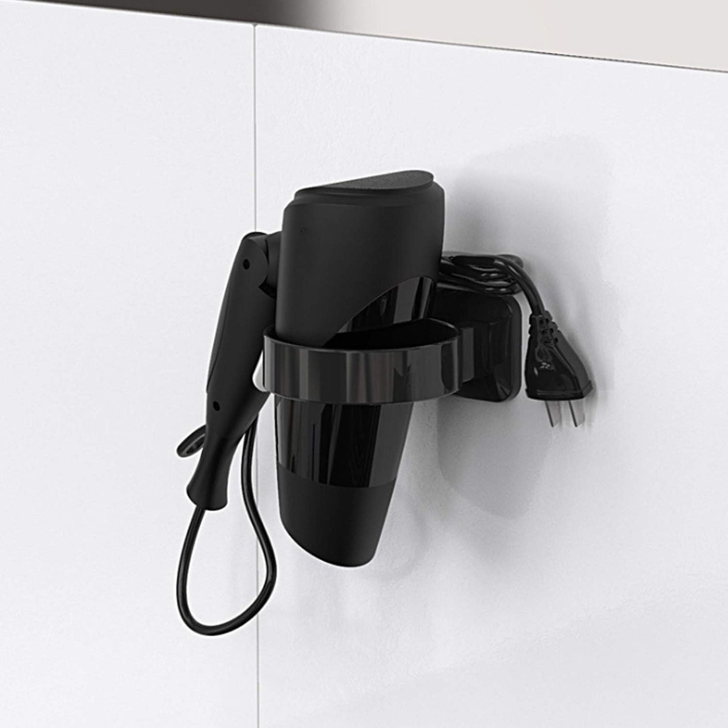 Hair Dryer Holder, Bathroom Blow Dryer Stand, Hair Care Tools Holder Wall Mount, Styling Tool Organizer for Hair Dryer - Extra Large Rim (Black, L 3.7”×W 2.1”×H 4.3”)
