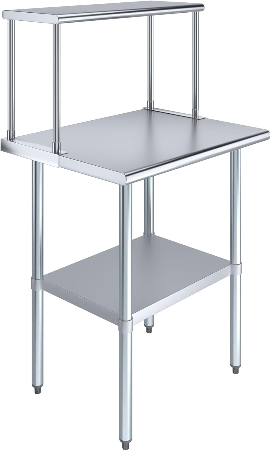 AmGood Stainless Steel Work Table with Wide Single Tier Overshelf | Metal Kitchen Prep Table & Shelving Combo (24"" x 30"" Work Table + 12"" Overshelf), AMGWT2430+SOS1230FM1
