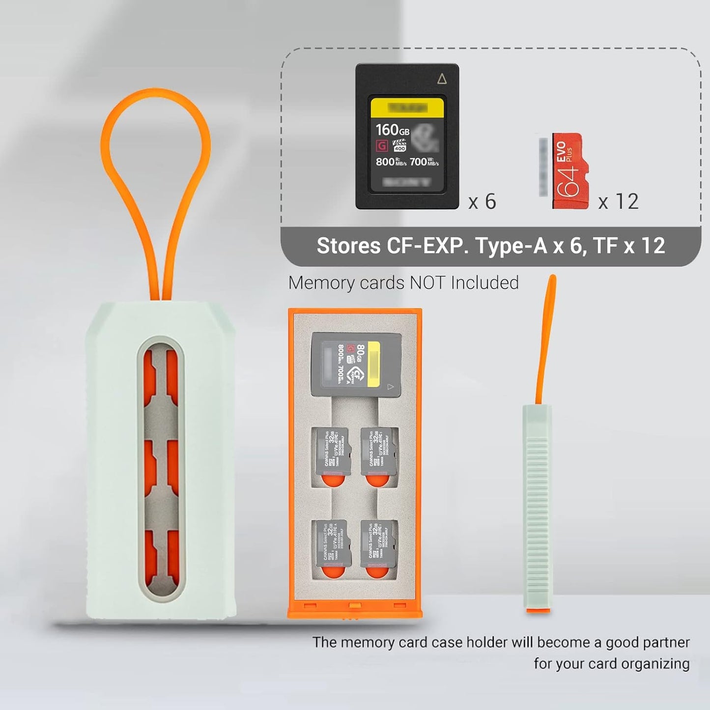 Memory Card Case for 6 CFexpress Type A Cards and 12 Micro SD Cards, Pop-up and Transparent Window Design, Micro SDHC/Micro SDXC/TF Card Holder, Micro SD and CFexpress Type-A Card Organizer