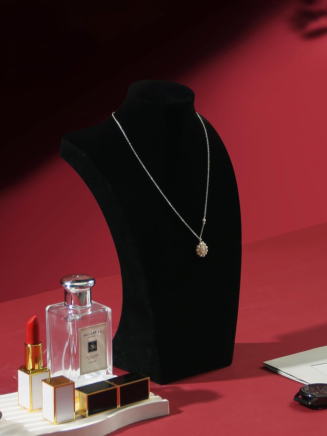 Coward Big Necklace Bust Stand for Selling Show, Black Velvet Necklace Jewelry Display Holder for Home Use or Store Shop Show (13" Hight)