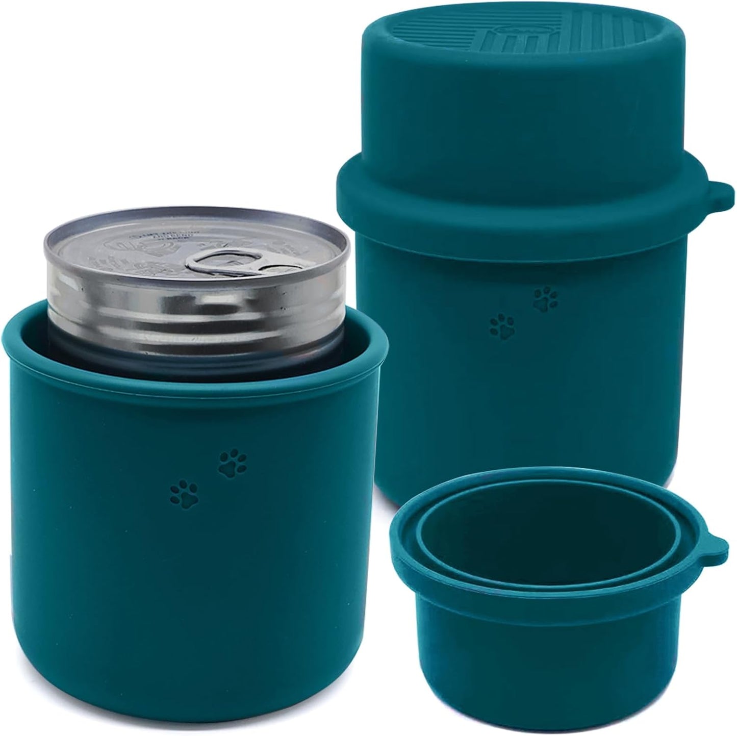 Original Canned Dog Food Storage Container | Silicone Can Cover Pet Food Sealer | BPA Free, Airtight, Dishwasher & Freezer Safe (2 Pcs Dark Blue)