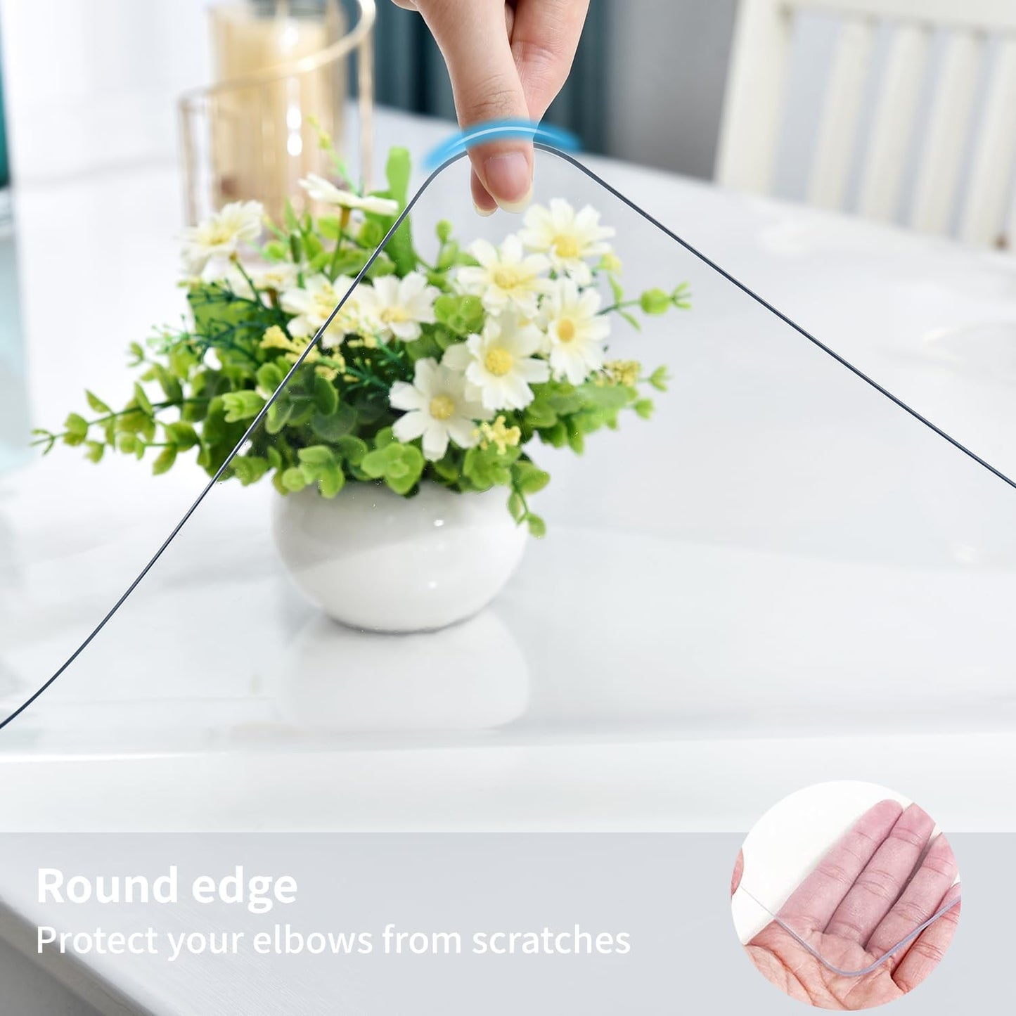 Clear Desk Mat, Non-Slip PVC Desk Protector Mat with Round Edge, Heat Resistant & Waterproof Clear Desk Writing Mat for Home and Office (23.6"*15.7")