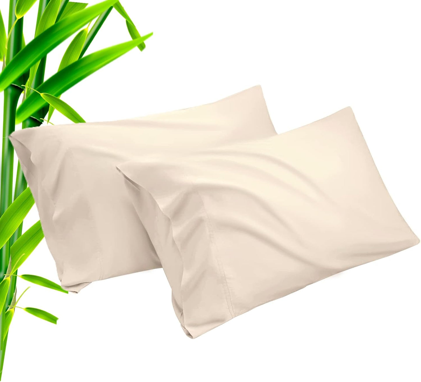 Pillow Cases King Size 2 Pack, Bamboo Rayon Cooling Pillowcases with Envelope Closure, Cool Breathable Pillow Case for Hot Sleepers & Night Sweats, 20x40 inches, Khaki