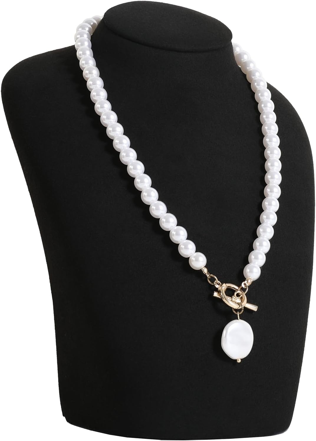 GemeShou Black necklace hanger jewelry organizer, Velvet jewelry stand necklace holder, jewelry mannequin bust for necklaces, Jewelry boutique store photography props【Black-Medium height 7.87 inch】