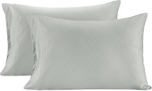 LANE LINEN Pillow Case Covers King, Set of 2, 100% Egyptian Cotton Sateen, Soft Cool & Smooth 1000 Thread Count Pillow Cases - Swiss Dot - Mineral