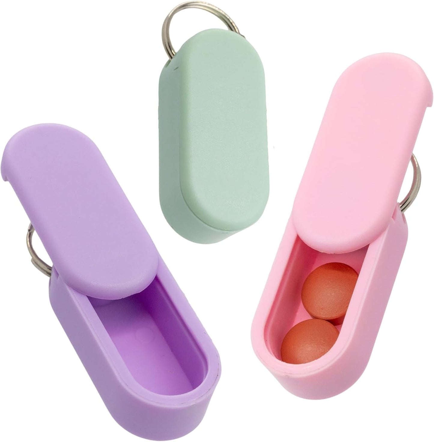 Keychain Pill Holder: Micro-Sized & Lightweight | Enhanced Strength with Stronger Magnets | Portable Daily Medication Storage (Summer 3 Pack)