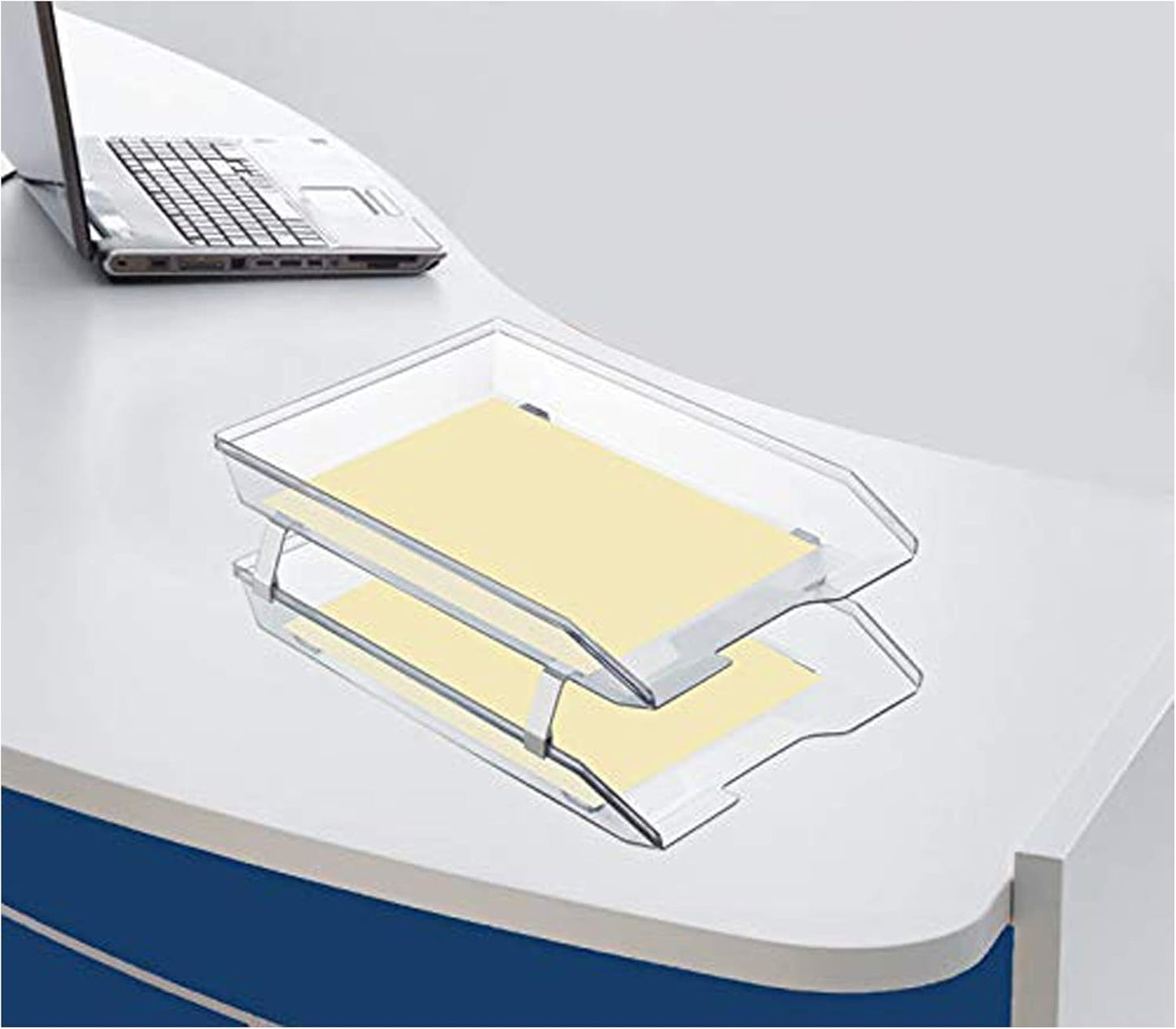 Acrimet Facility 2 Tier Letter Tray, Front Load, Letter Size/A4, Desktop File Organizer, Plastic (Clear Crystal Color)